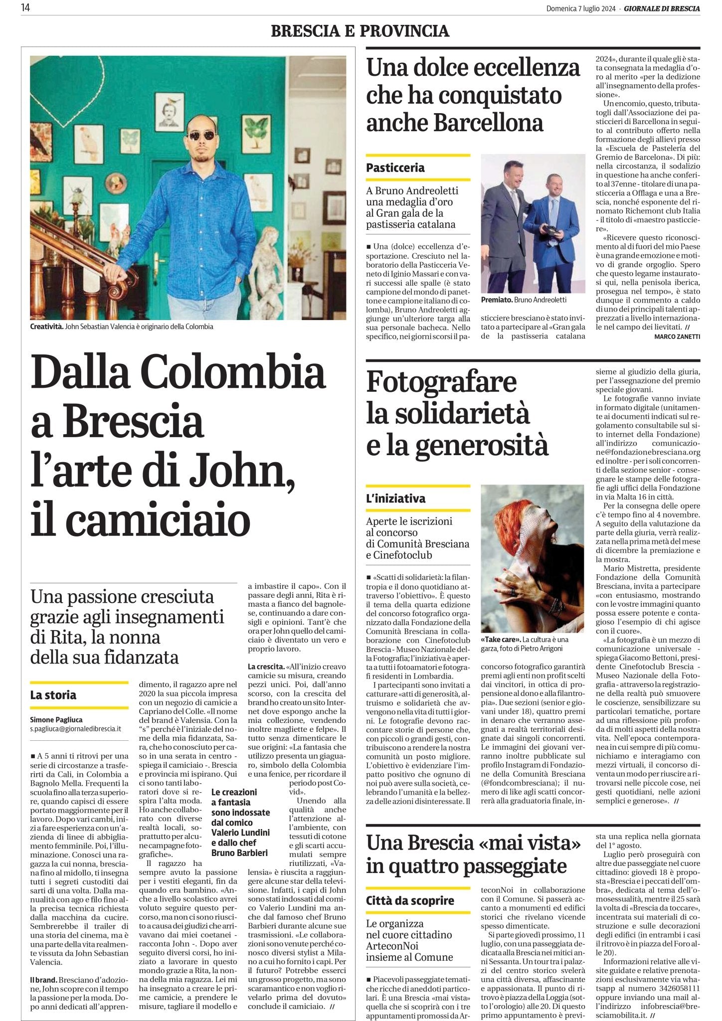 DALLA COLOMBIA A BRESCIA L'ARTE DI JOHN, IL CAMICIAIO - VALENSIA MODA