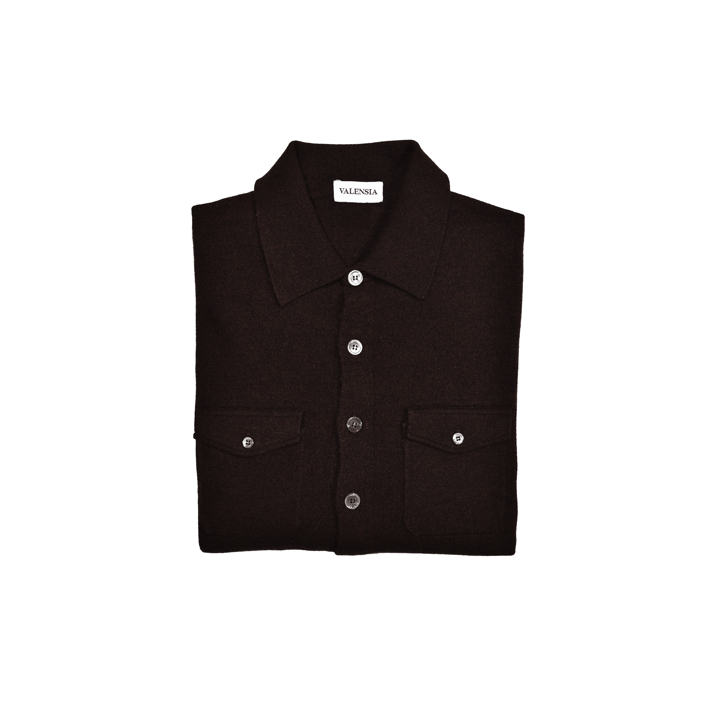 Camicia misto cashmere marrone sagoma piegata davanti