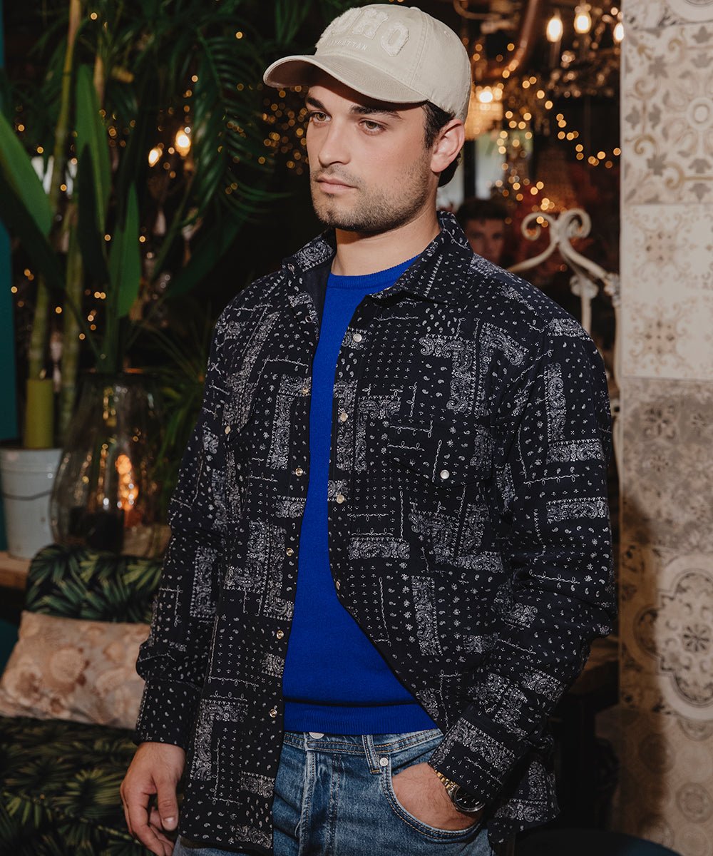 CAMICIA BANDANA BLU - VALENSIA MODA