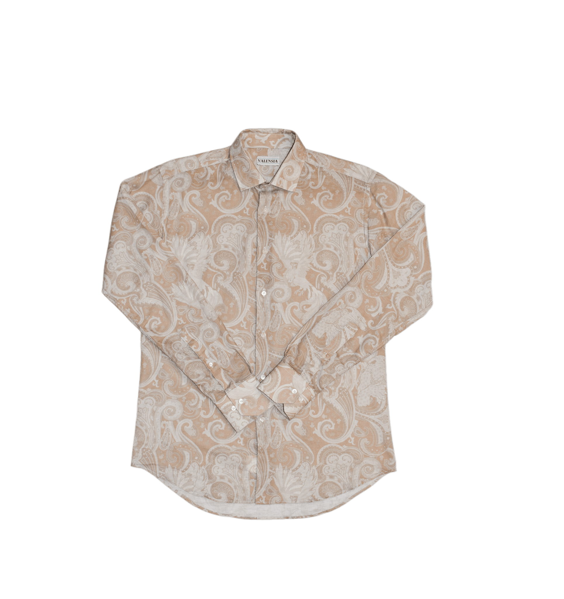 CAMICIA FANTASIA BEIGE MISTO LINO - VALENSIA MODA