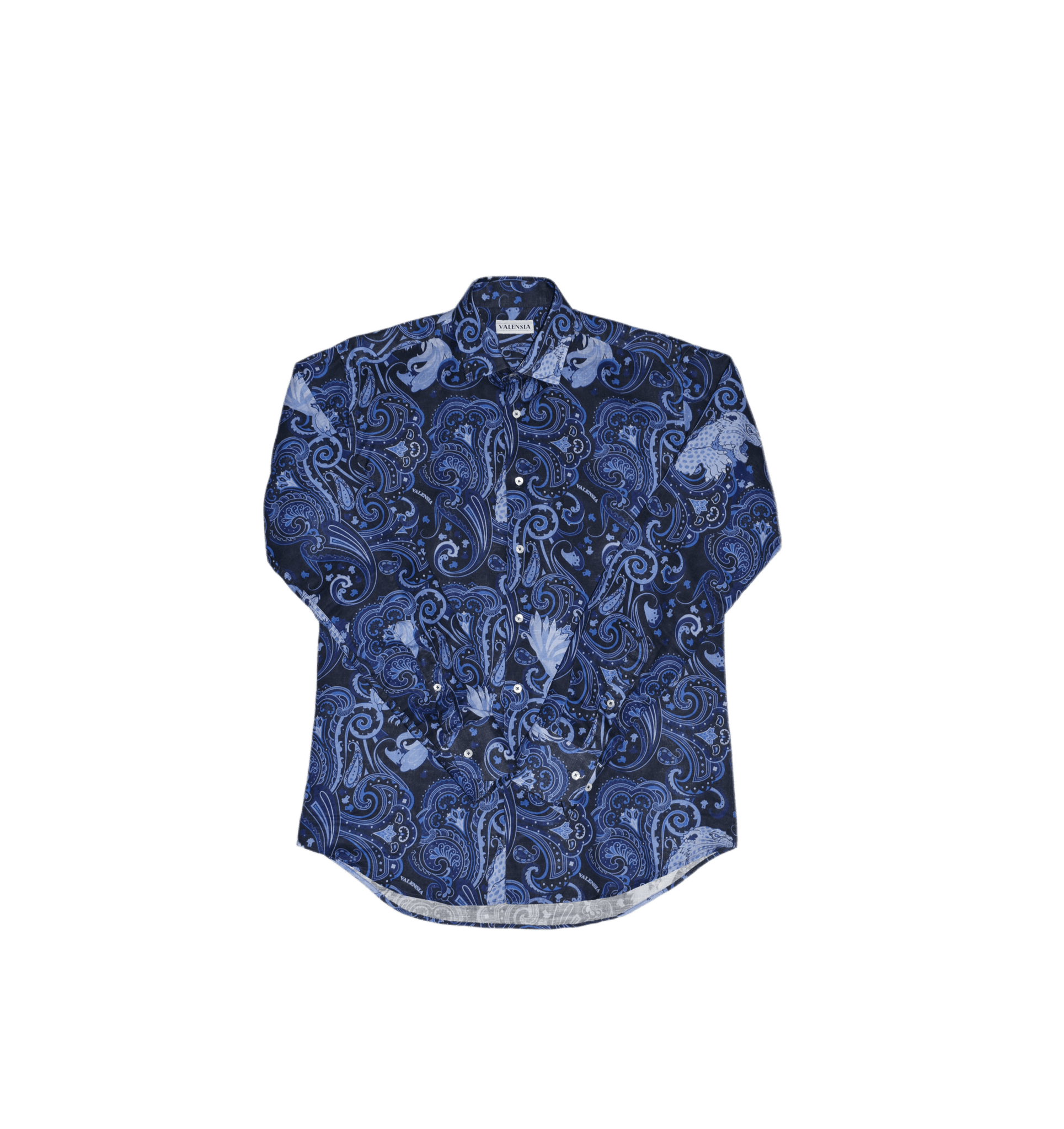 CAMICIA FANTASIA BLU MISTO LINO - VALENSIA MODA