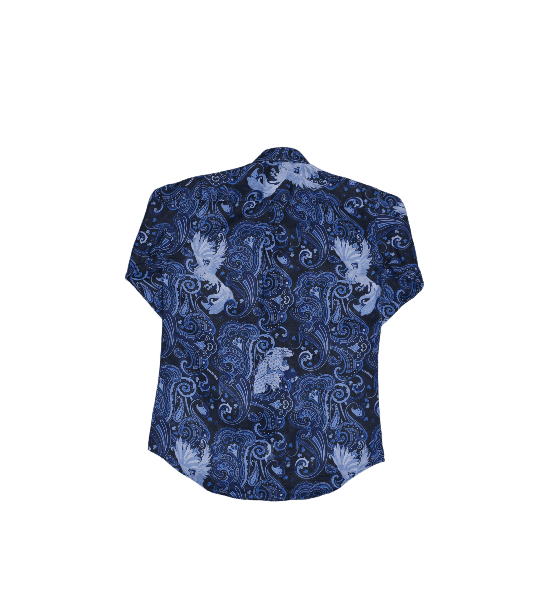 CAMICIA FANTASIA BLU MISTO LINO - VALENSIA MODA