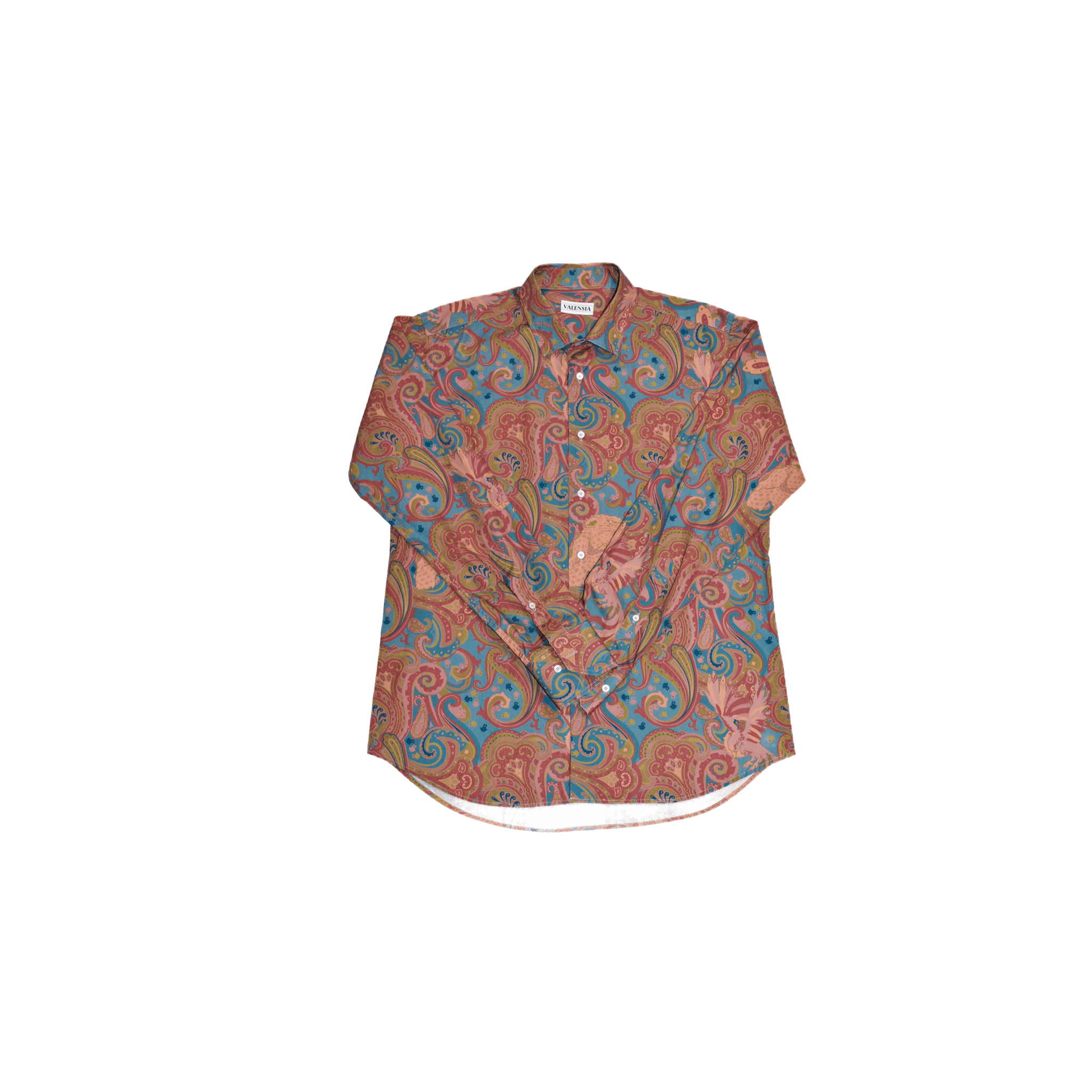CAMICIA FANTASIA VERDE ACQUA IN COTONE ORGANICO - VALENSIA MODA