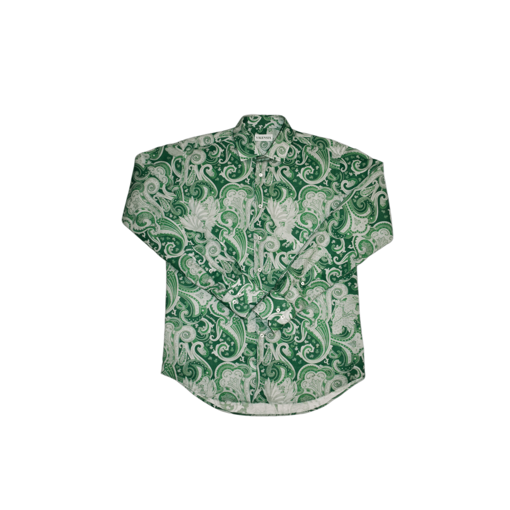CAMICIA FANTASIA VERDE MISTO LINO - VALENSIA MODA