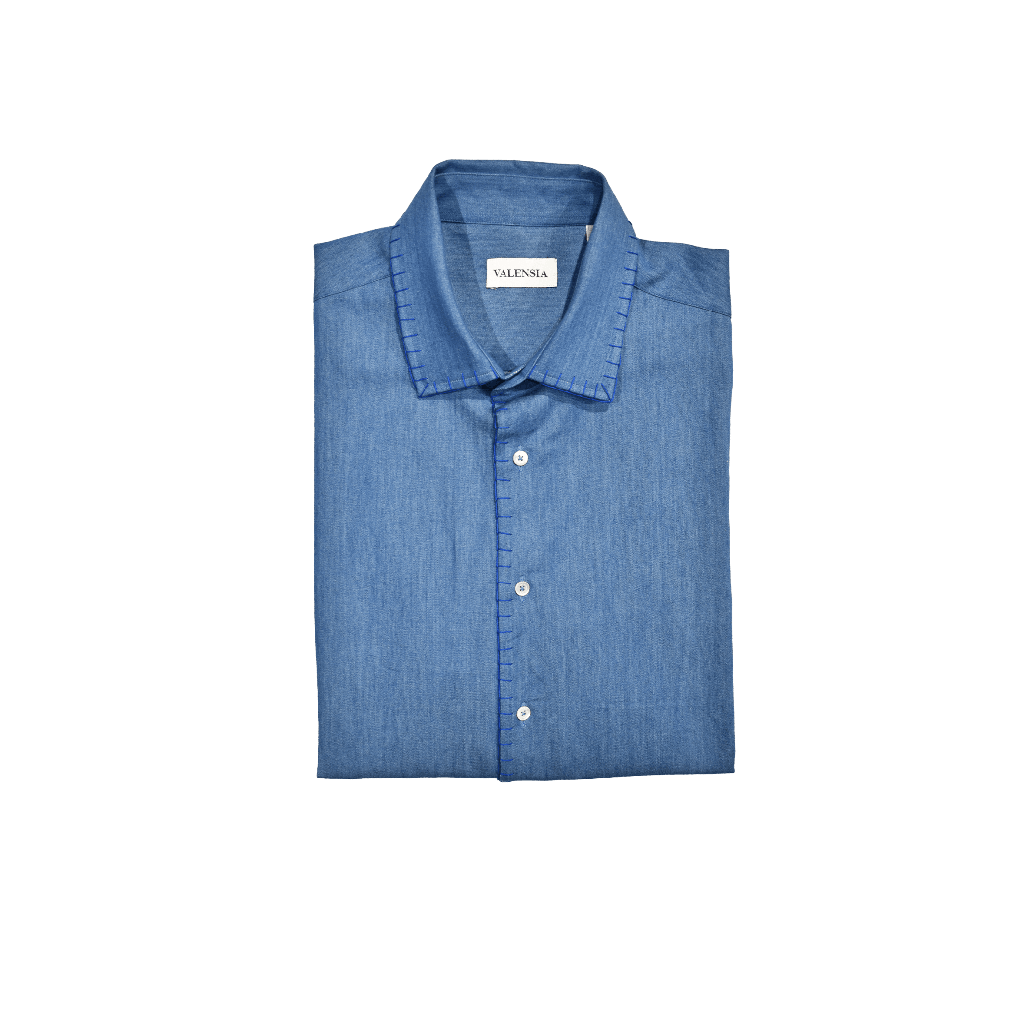 Camicia jeans con profili ricamati a mano - VALENSIA