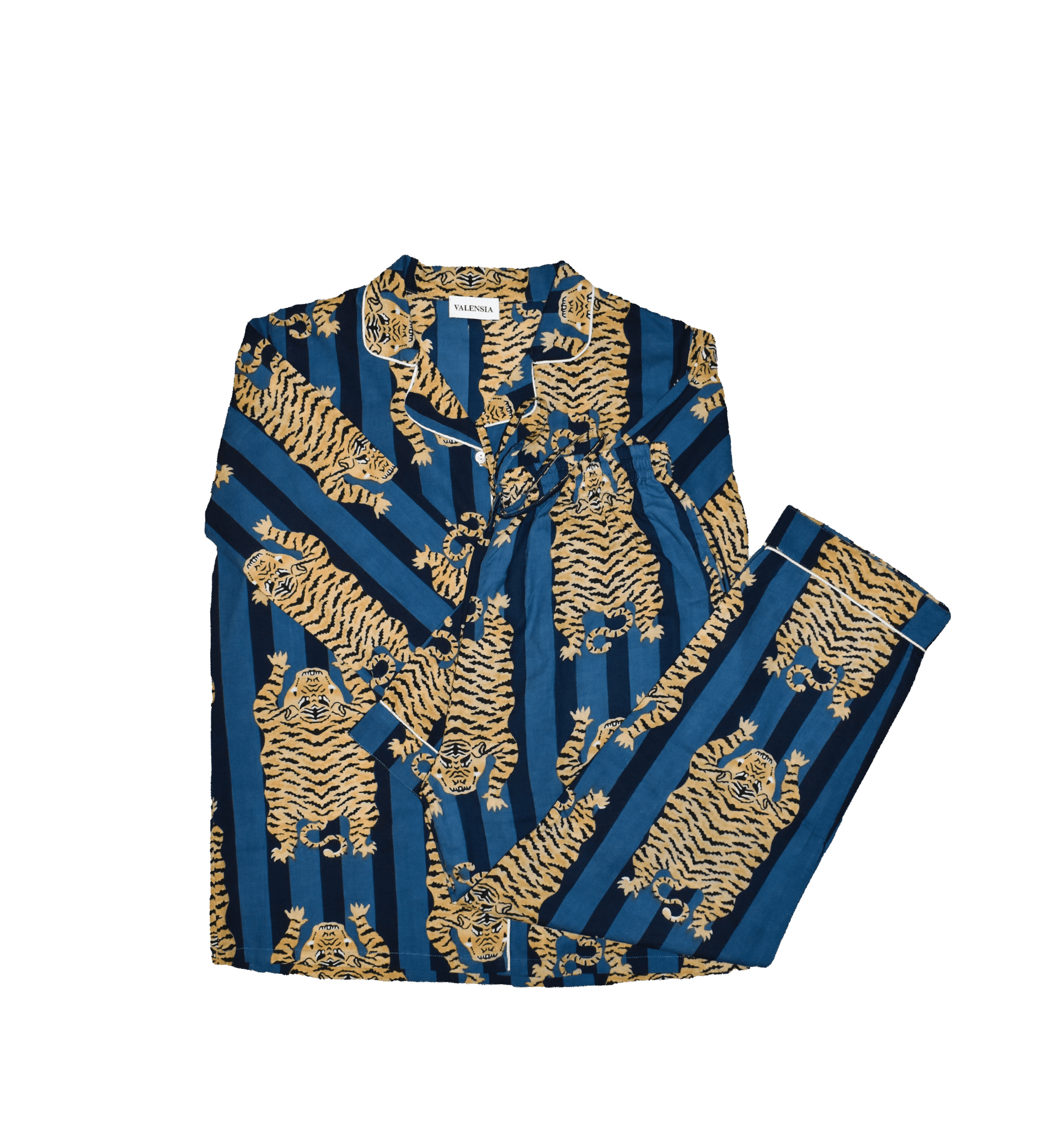 PIGIAMA FANTASIA RIGATA BLU CON TIGRI - VALENSIA MODA