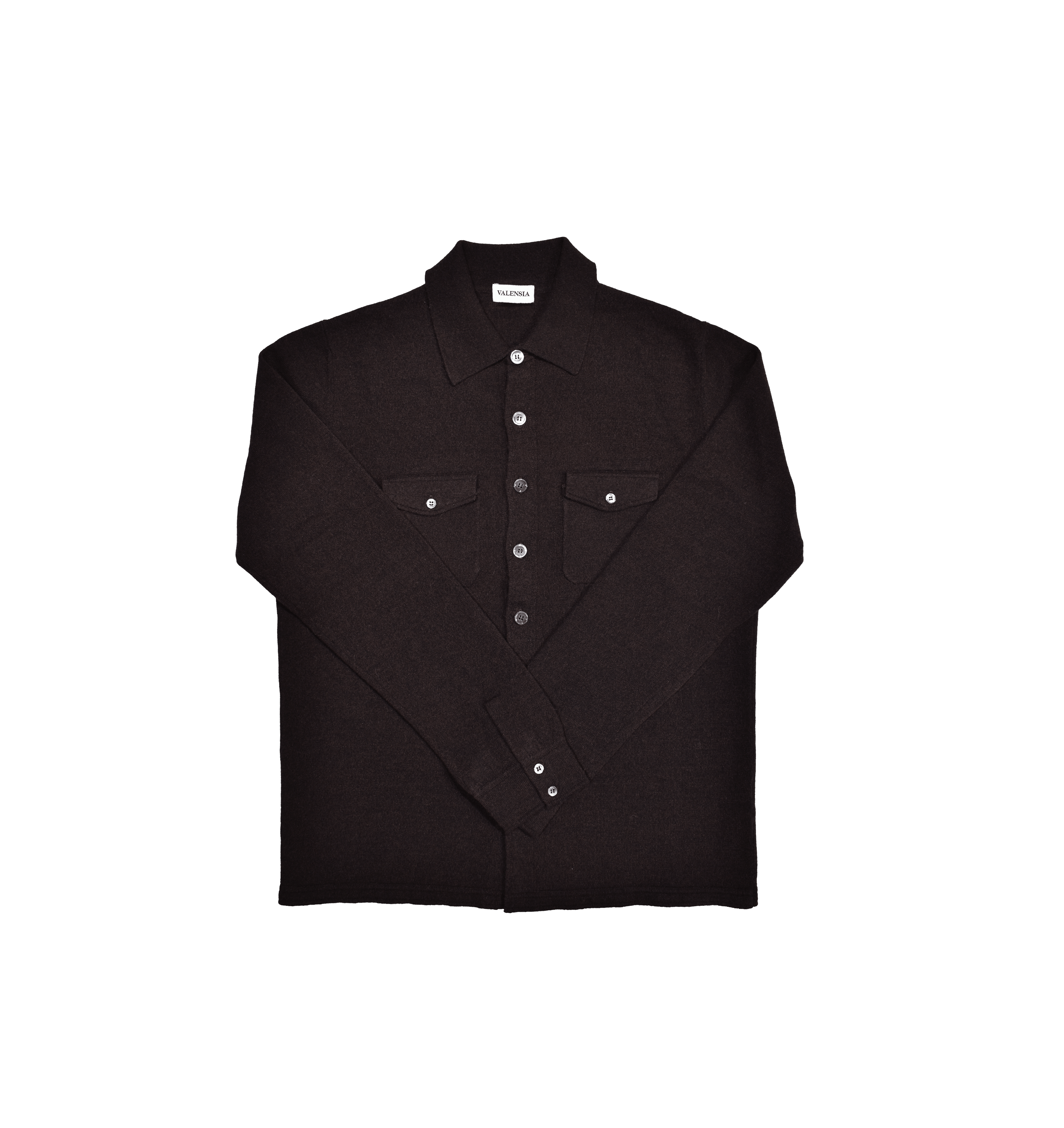 Camicia misto cashmere marrone sagoma davanti