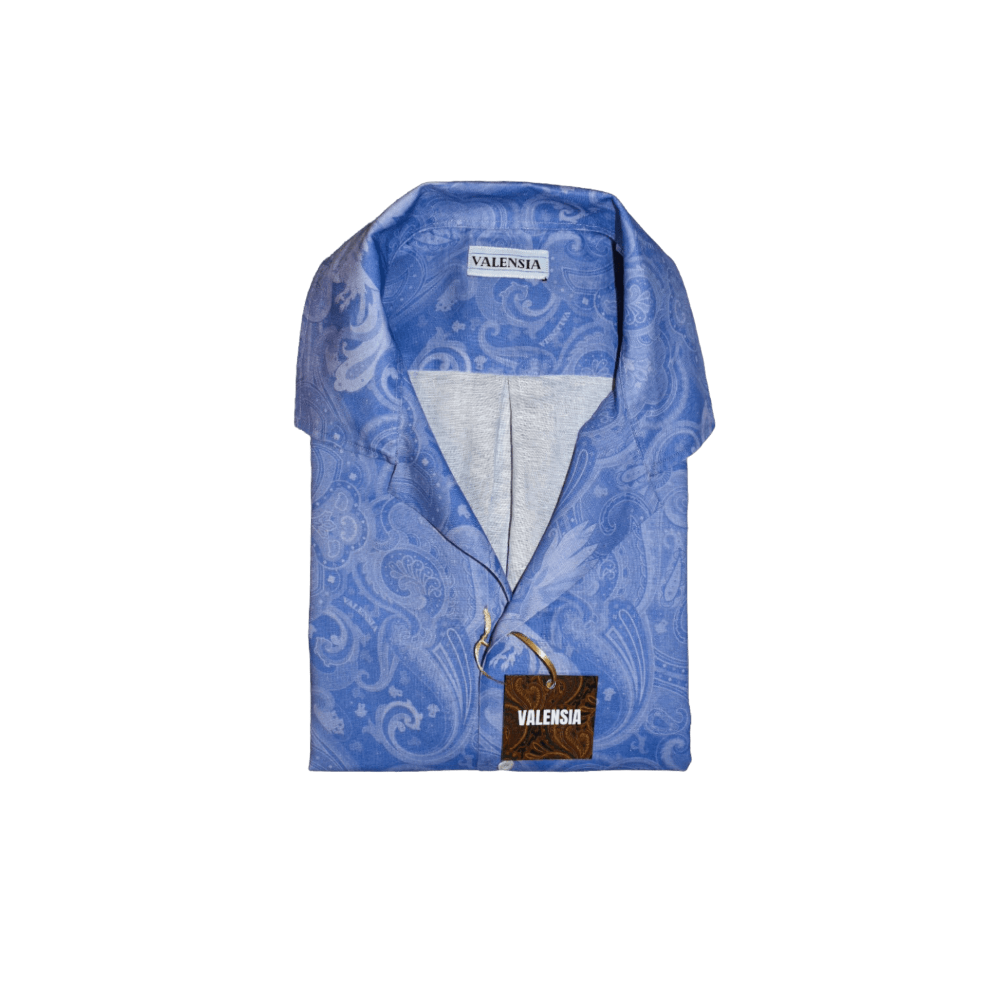 CAMICIA FANTASIA AZZURRA MISTO LINO - VALENSIA MODA