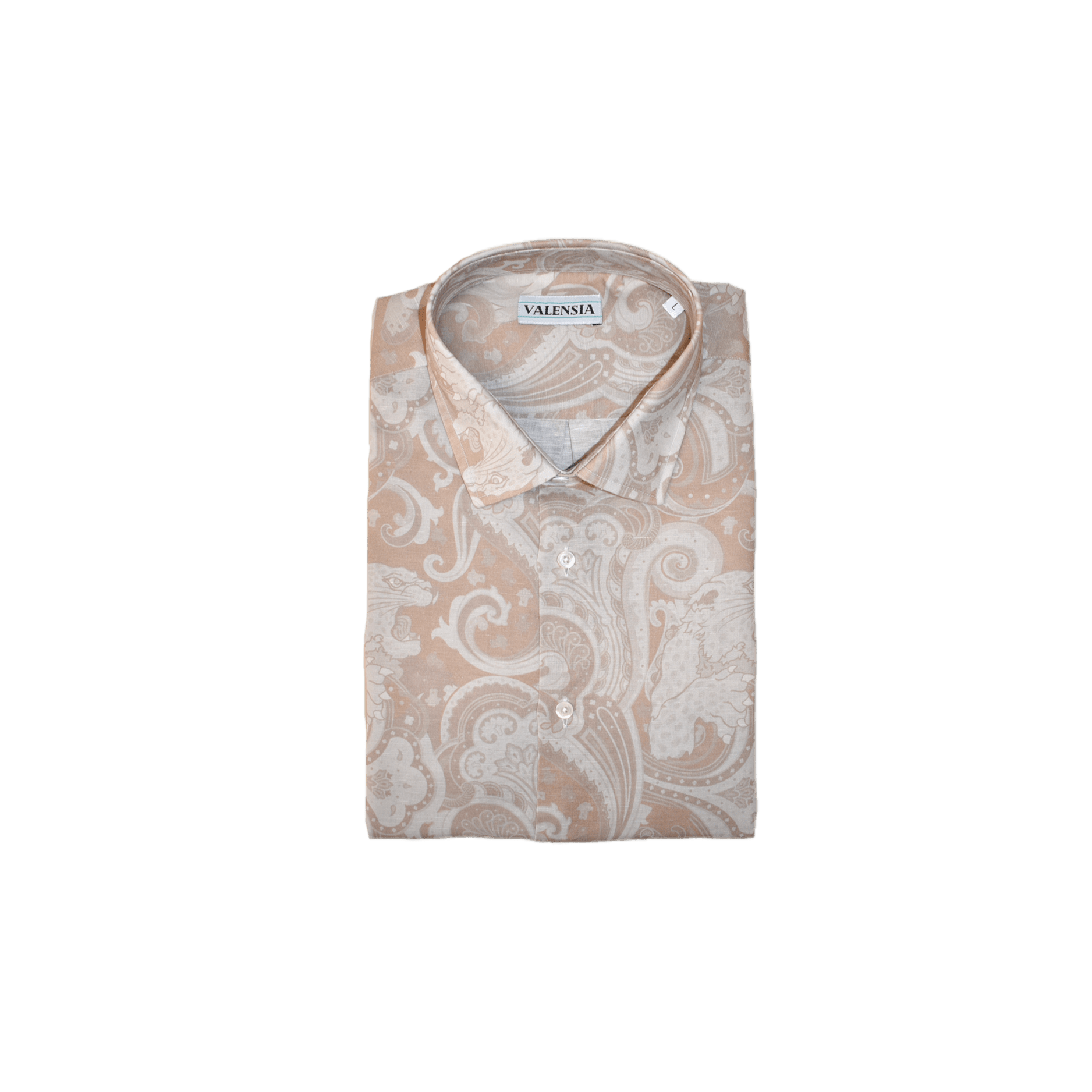 CAMICIA FANTASIA BEIGE MISTO LINO - VALENSIA MODA
