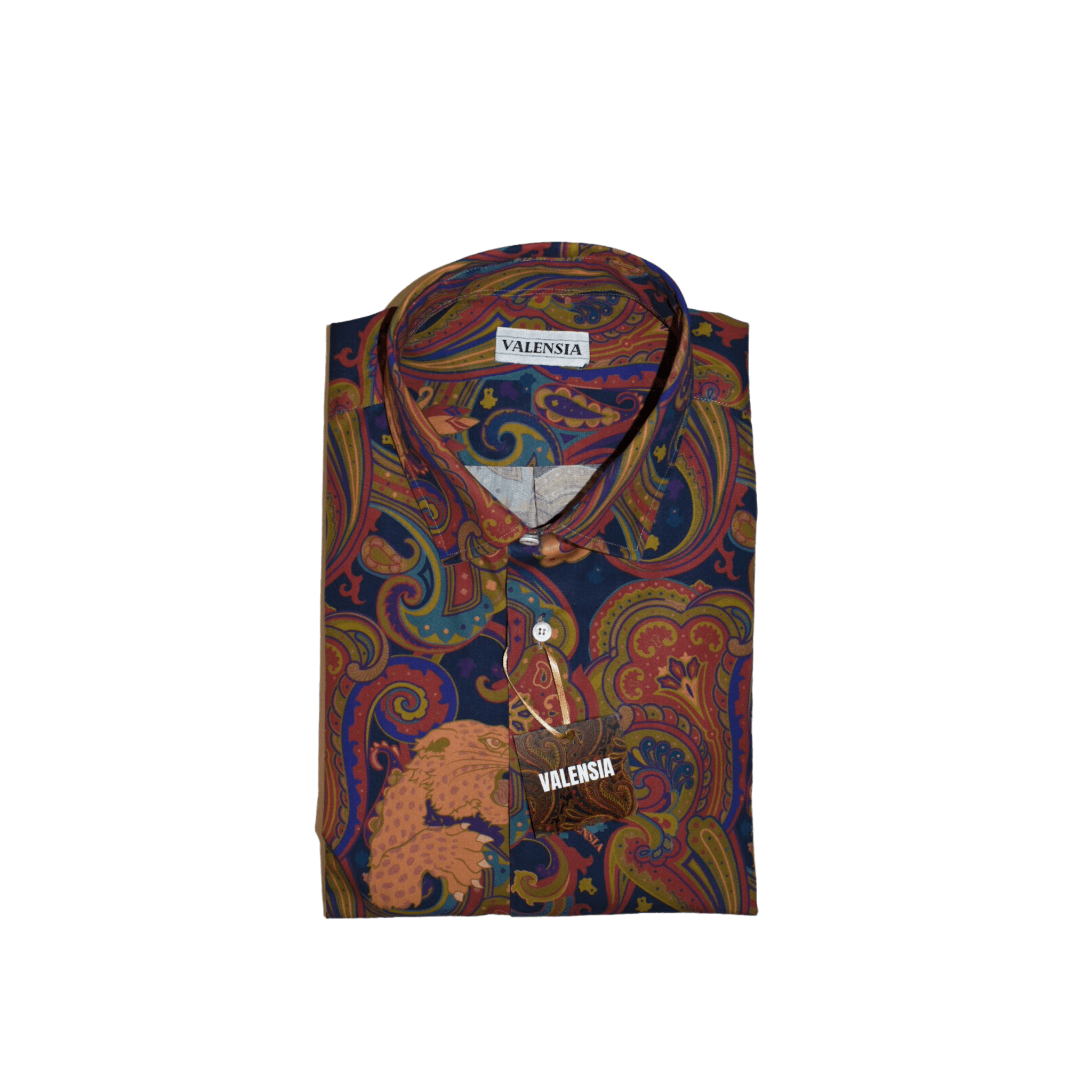 CAMICIA FANTASIA BLU IN COTONE ORGANICO - VALENSIA MODA