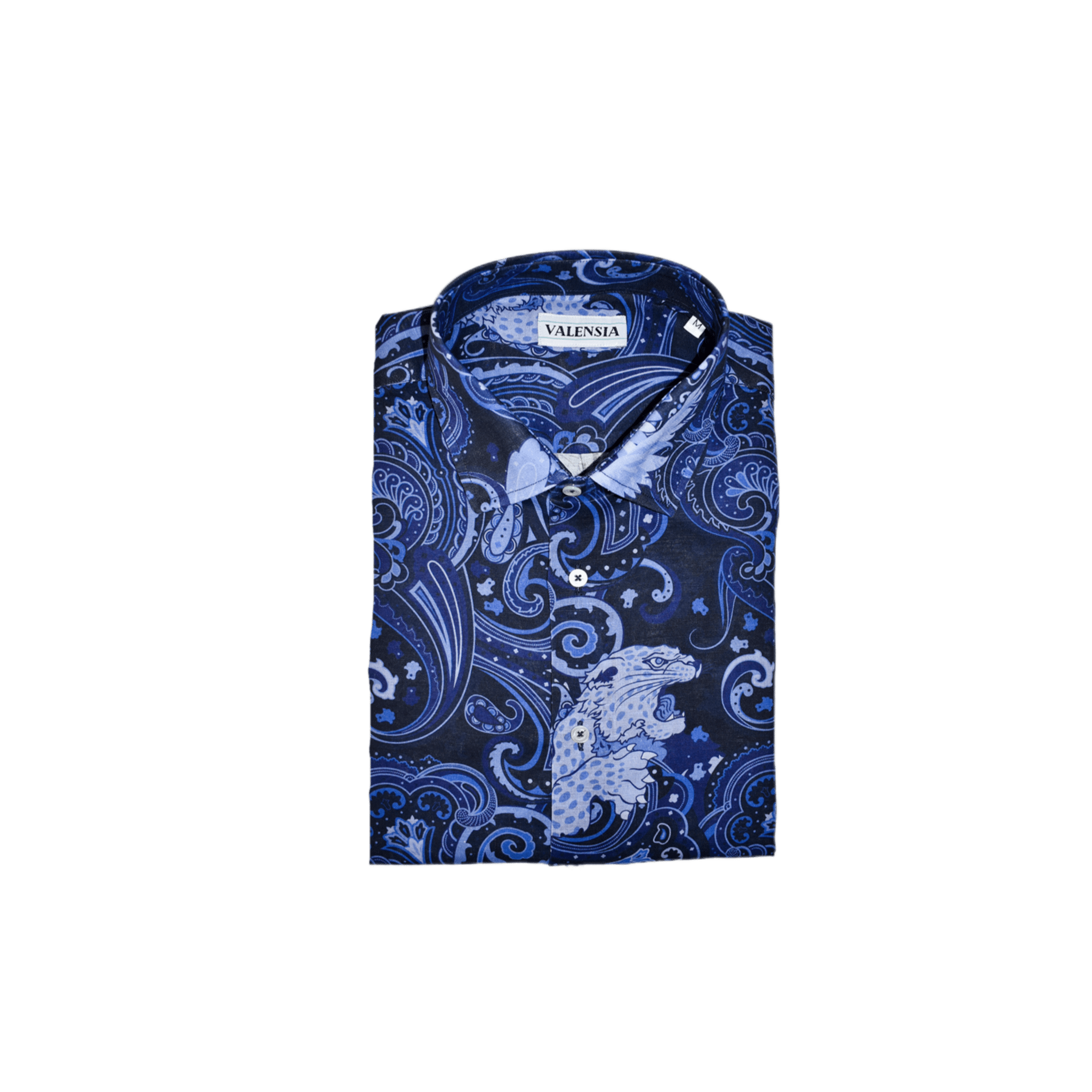 CAMICIA FANTASIA BLU MISTO LINO - VALENSIA MODA