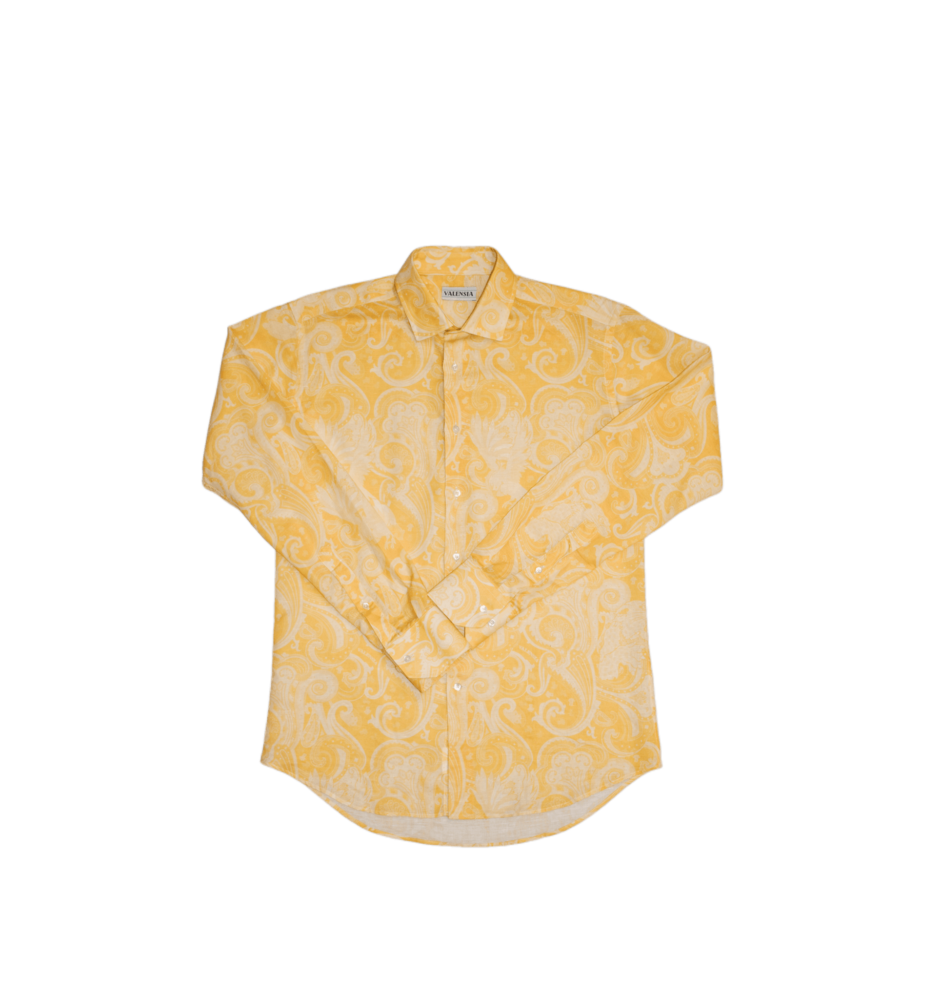 CAMICIA FANTASIA GIALLA MISTO LINO - VALENSIA MODA
