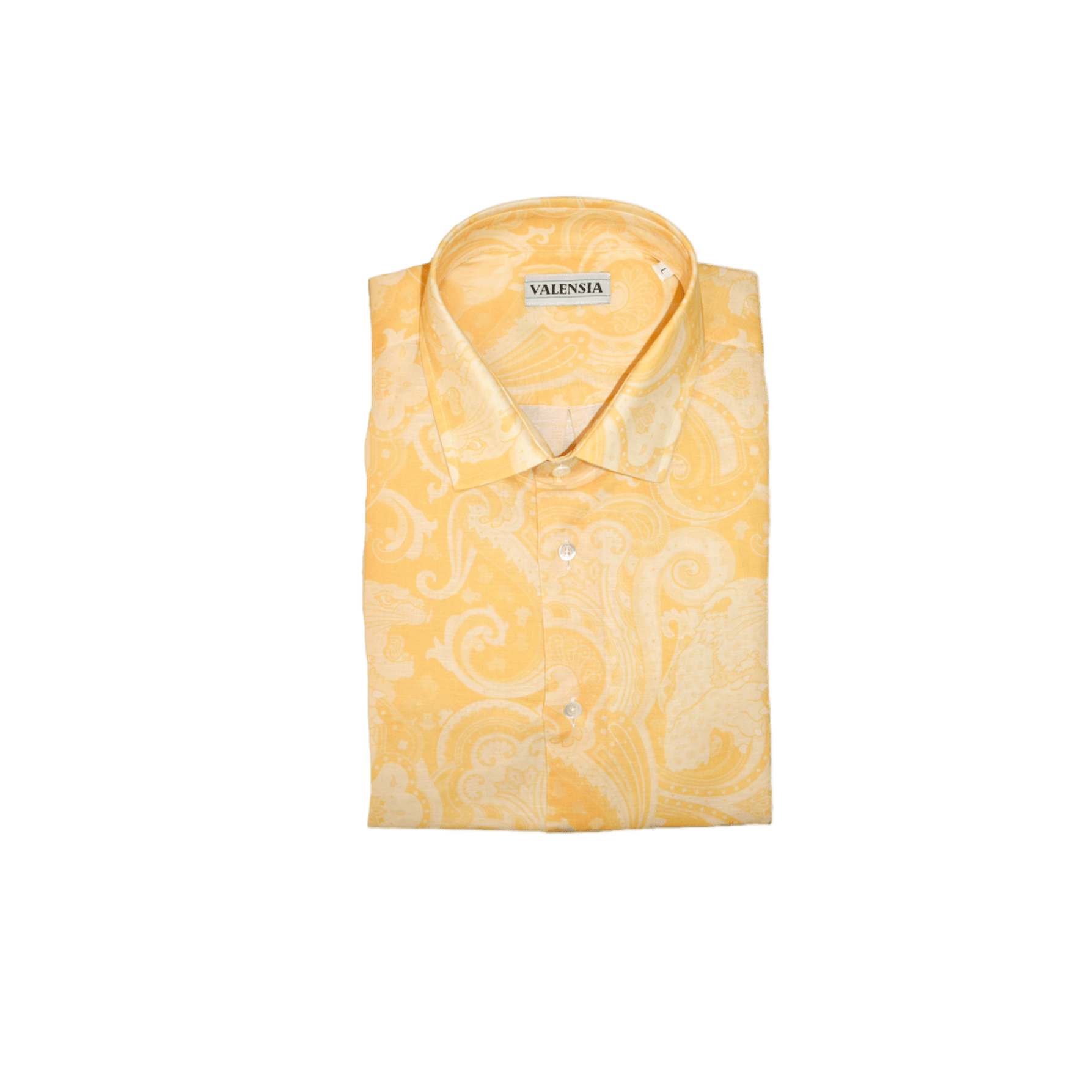CAMICIA FANTASIA GIALLA MISTO LINO - VALENSIA MODA