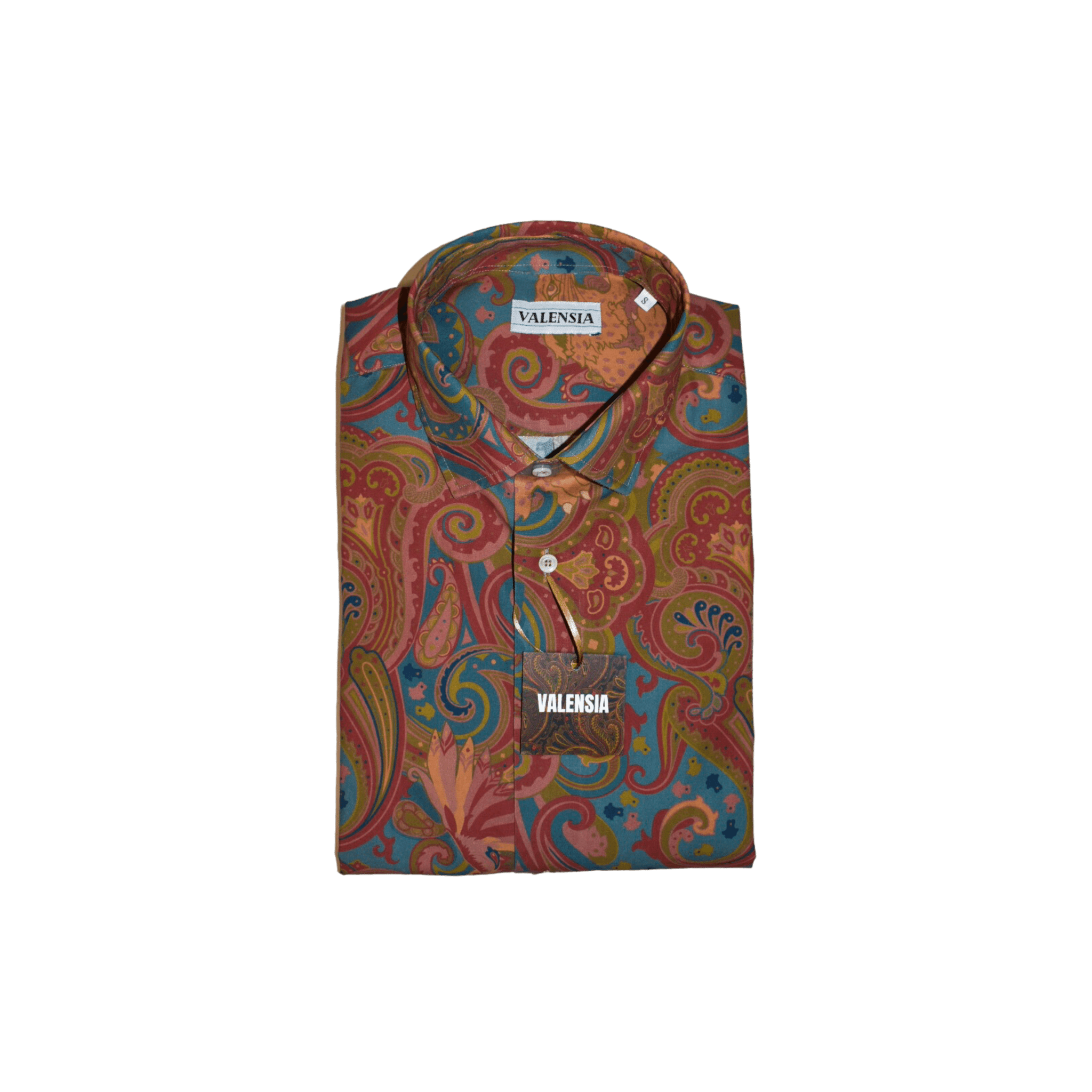 CAMICIA FANTASIA VERDE ACQUA IN COTONE ORGANICO - VALENSIA MODA