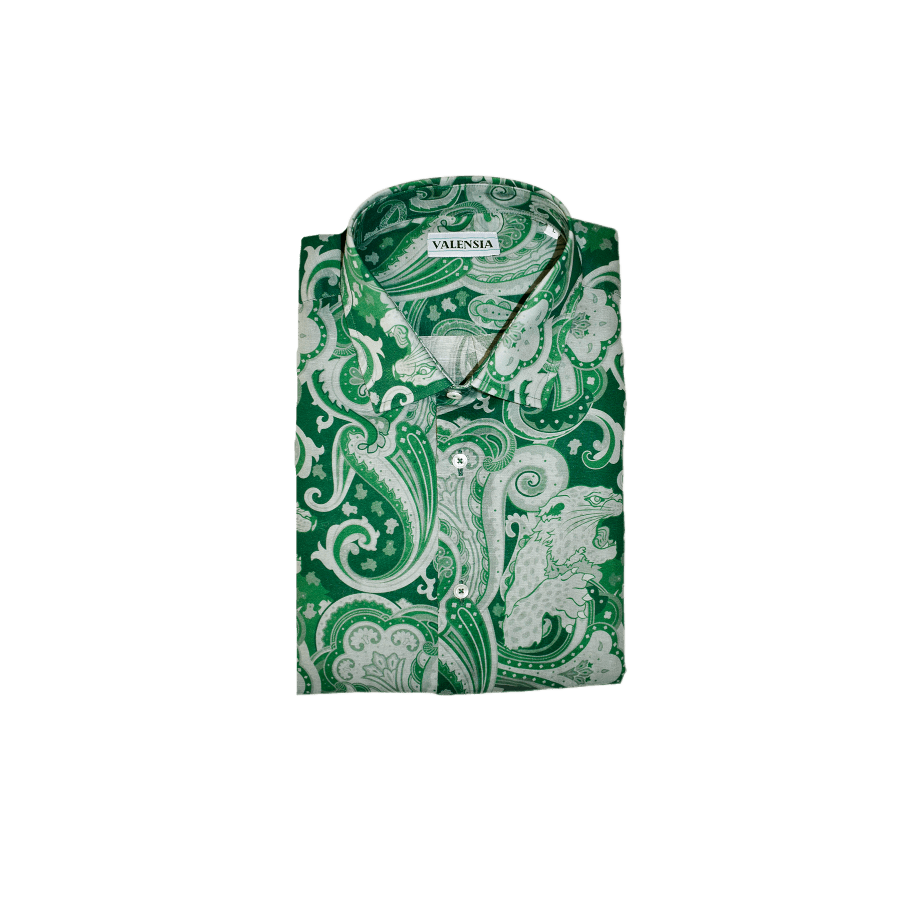 CAMICIA FANTASIA VERDE MISTO LINO - VALENSIA MODA