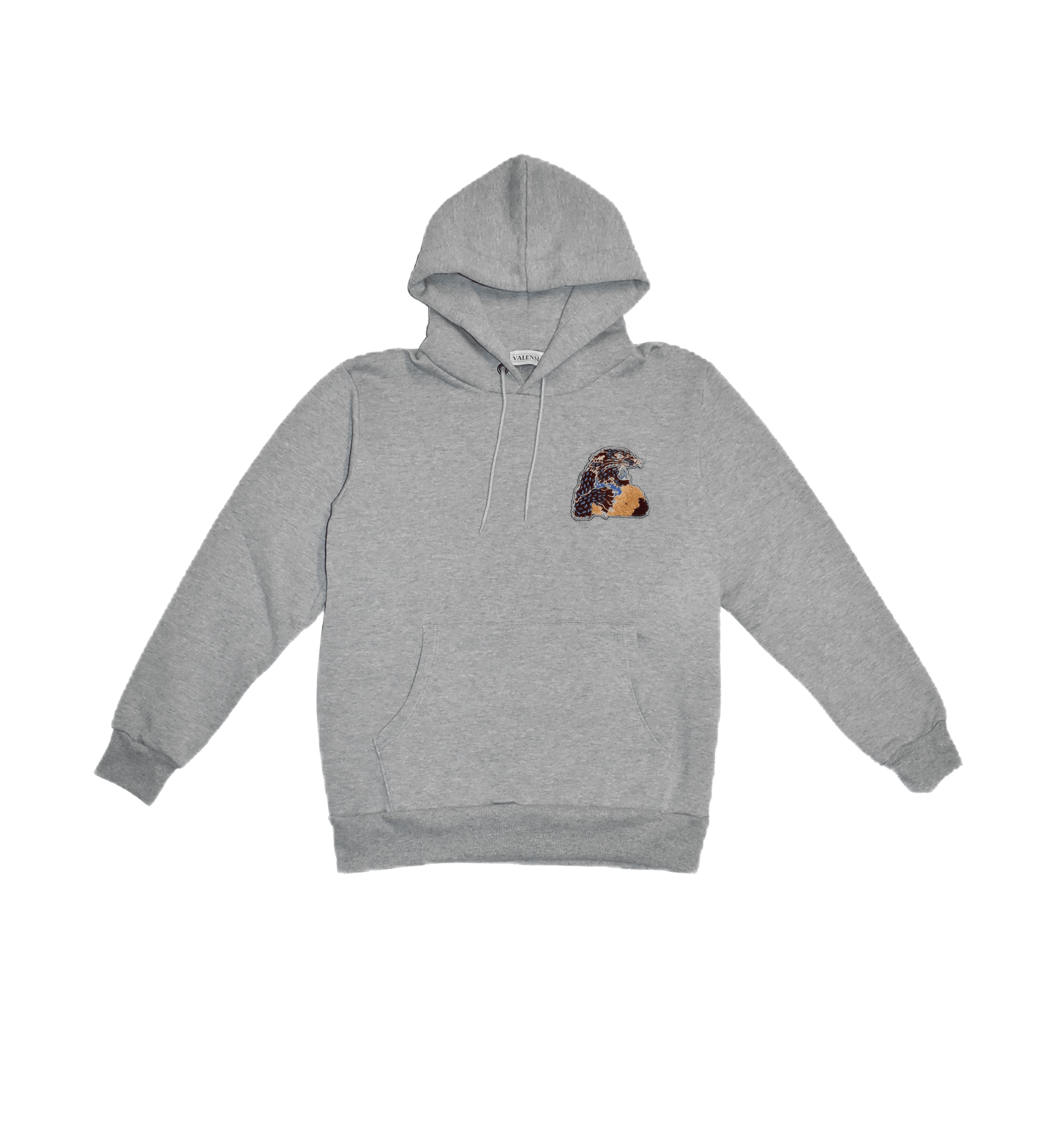 FELPA GRIGIO MELANGE CON CAPPUCCIO GIAGUARO PUNTO SPUGNA - VALENSIA MODA