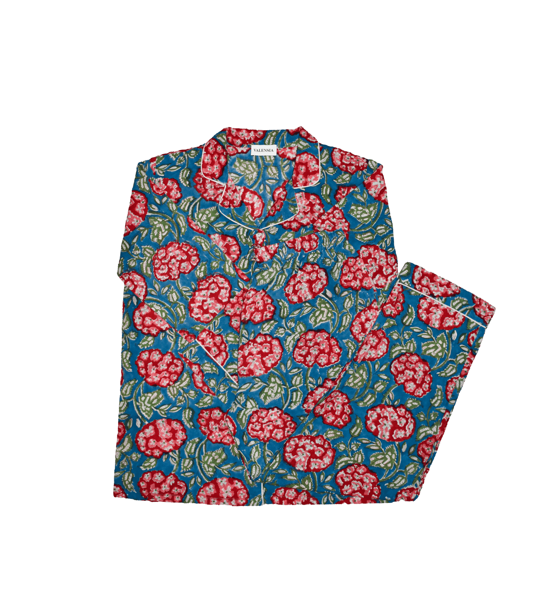 Pigiama fantasia ortensia rossa - VALENSIA MODA