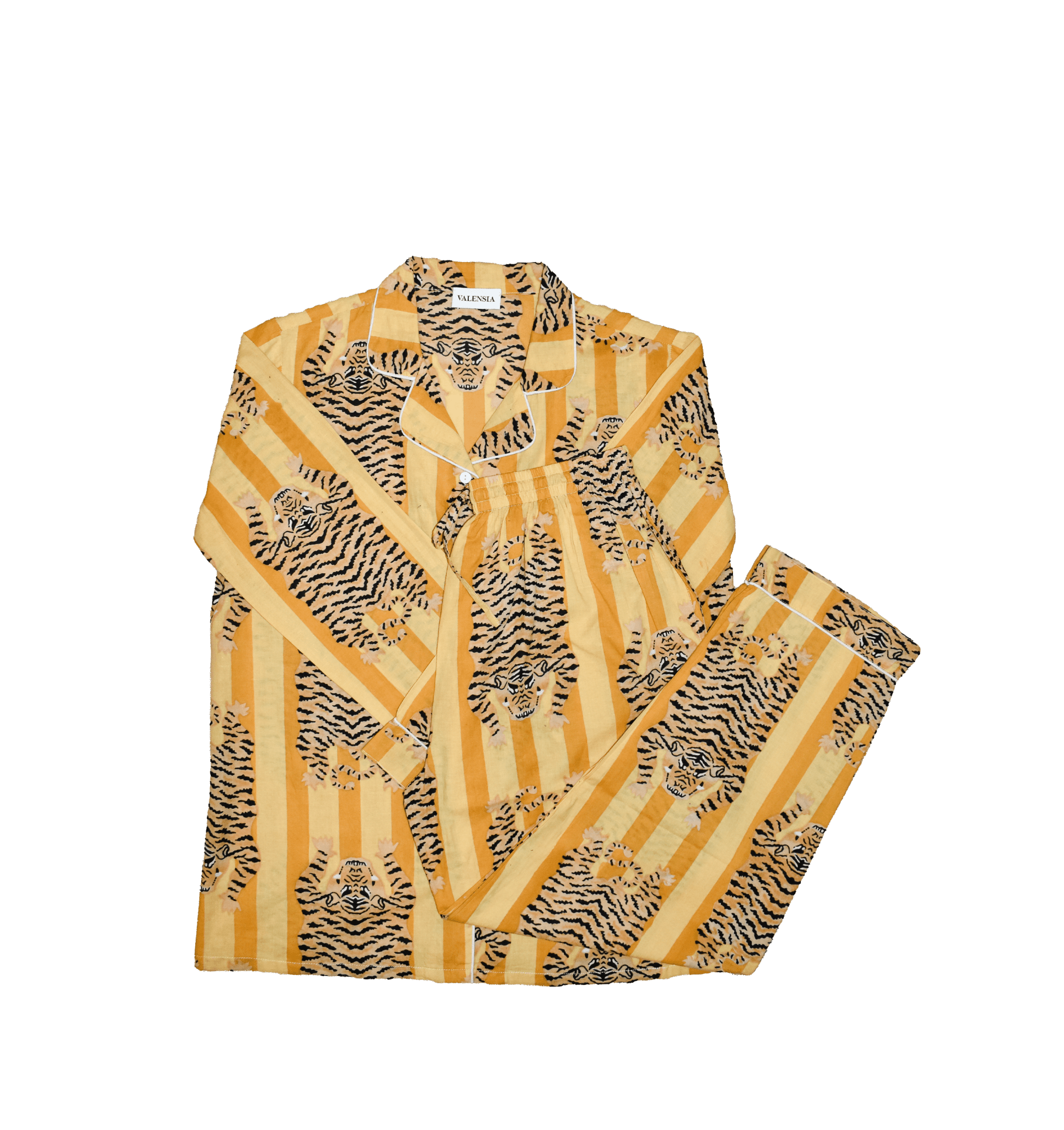 PIGIAMA FANTASIA RIGATA GIALLA CON TIGRI - VALENSIA MODA